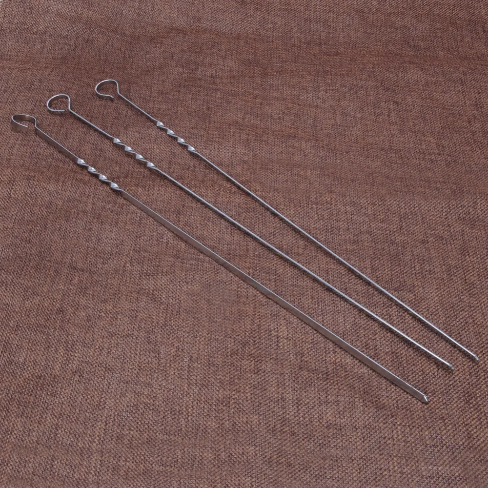 10 Pcs Stainless Steel Flat Meat Skewers For Outdoor BBQ Barbecue Accessories Skewer Roasting Fork Long inox