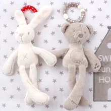 Cute Baby Crib Stroller Toy Rabbit Bunny Bear Soft Plush infant Doll Mobile Bed Pram kid Animal Hanging Ring Ring Color Random adorable baby rattles plush crib stroller infant baby pram striped cute rattle hanging rabbit bear animal toy