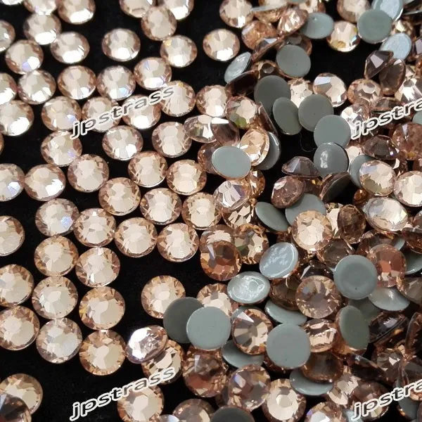 

free shipping 50% off strong adhesive SS16 Lt Peach 1440 pcs each pack ; for WEDDING DRESSES high level shiny hot fix stone