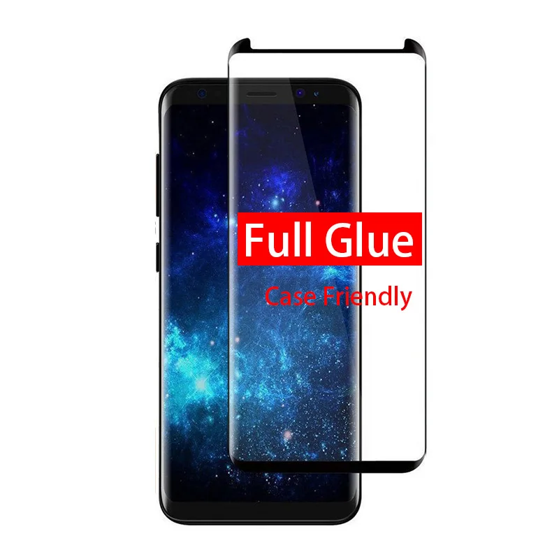 3D Curved Full Glue Adhesive Tempered Glass for Samsung s9 plus s8 Completely glued Glass Film for Galaxy note8 Screen Protector