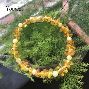 

Yoowei Irregular Amber Bracelets for Baby Adult Gift Knot Beaded Bracelet Baltic Amber Chips Natural Gemstone Jewelry Wholesale