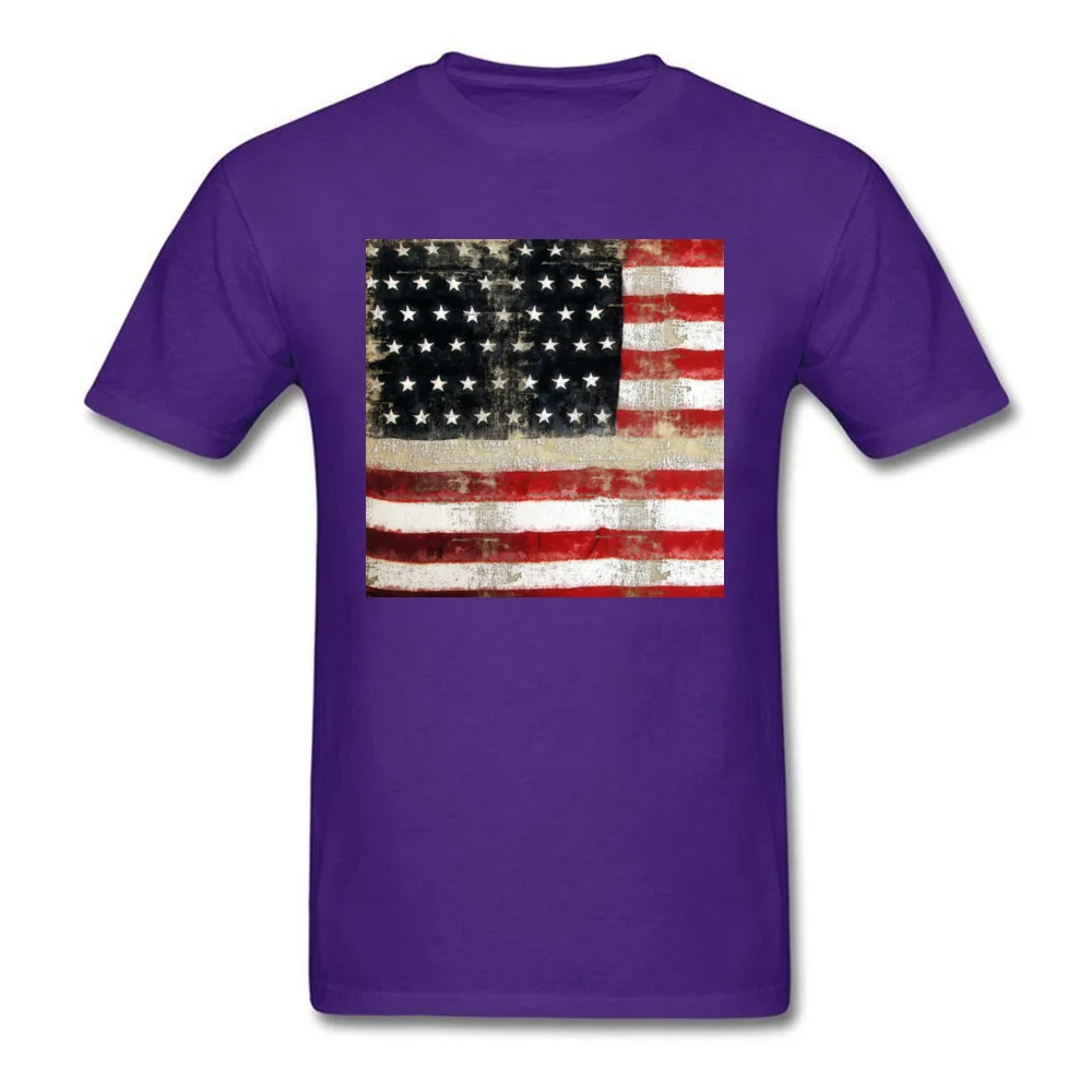 American Flag 100% Cotton T Shirt for Adult Short Sleeve Printed Tops Shirt Slim Fit Lovers Day Crewneck Tee-Shirts Summer American Flag purple