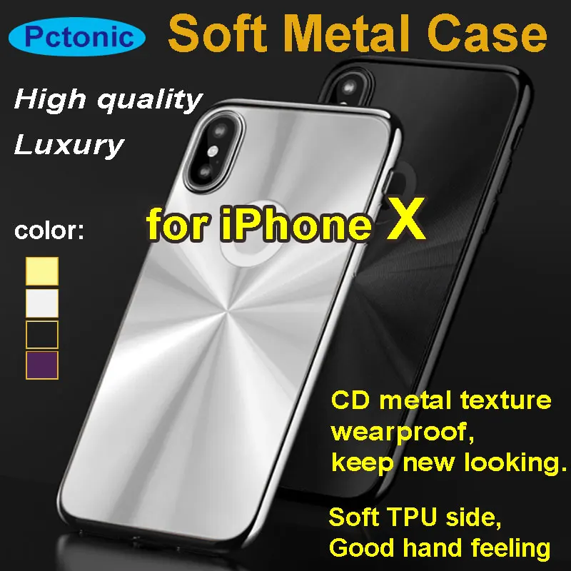 High-quality-golden-case-for-iphone-X-black-silver-color-soft-TPU-shell-CD-gold-back-cover