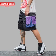 Aelfric Eden Для мужчин шорты Цвет в стиле пэчворк, с карманами и бега короткие шорты Летняя одежда в стиле «хип-хоп» уличная резинки полная длина по колено шорты