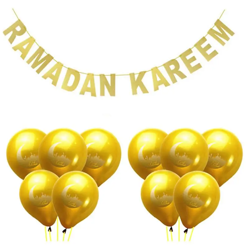 A 11 шт. Рамадан KAREEM воздушные шары Золотой баннер с блестками для мусульманского праздника Рамадан украшения EID фестиваль гирлянда из ткани# YW - Цвет: A