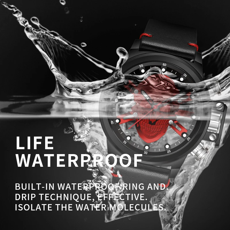 Najtaniej Mężczyźni zegarek z czaszką moda Punk 3D Hollow szkielet duże sportowe zegarki na rękę MUNITI zegarek kwarcowy na co dzień mężczyzna zegar Relogio Masculino