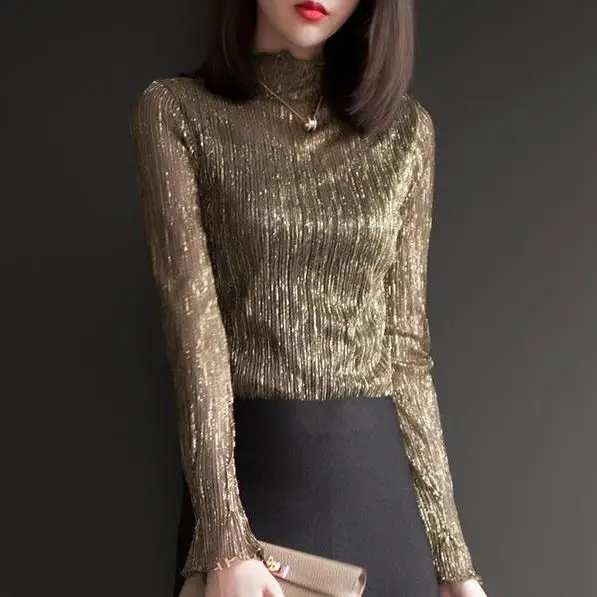 Яркая Золотая шелковая футболка женские топы сезон весна-лето 2021 одежда