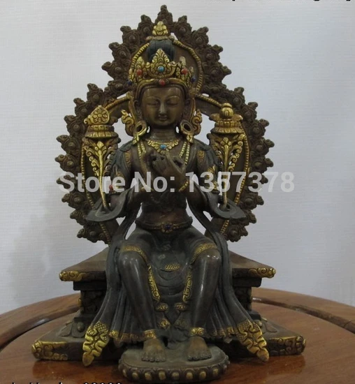 

shitou 00448 7.5"Tibet Nepal purple Bronze Handwork made Maitreya Bodhisattva Buddha statue