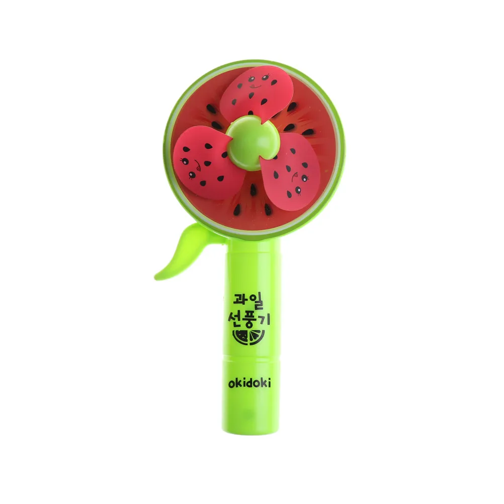 Портативный Ручной пресс охлаждающая Милая мультяшная игрушка мини-портативный вентилятор пуш-типа ручной вентилятор в форме фрукта - Цвет: Зеленый