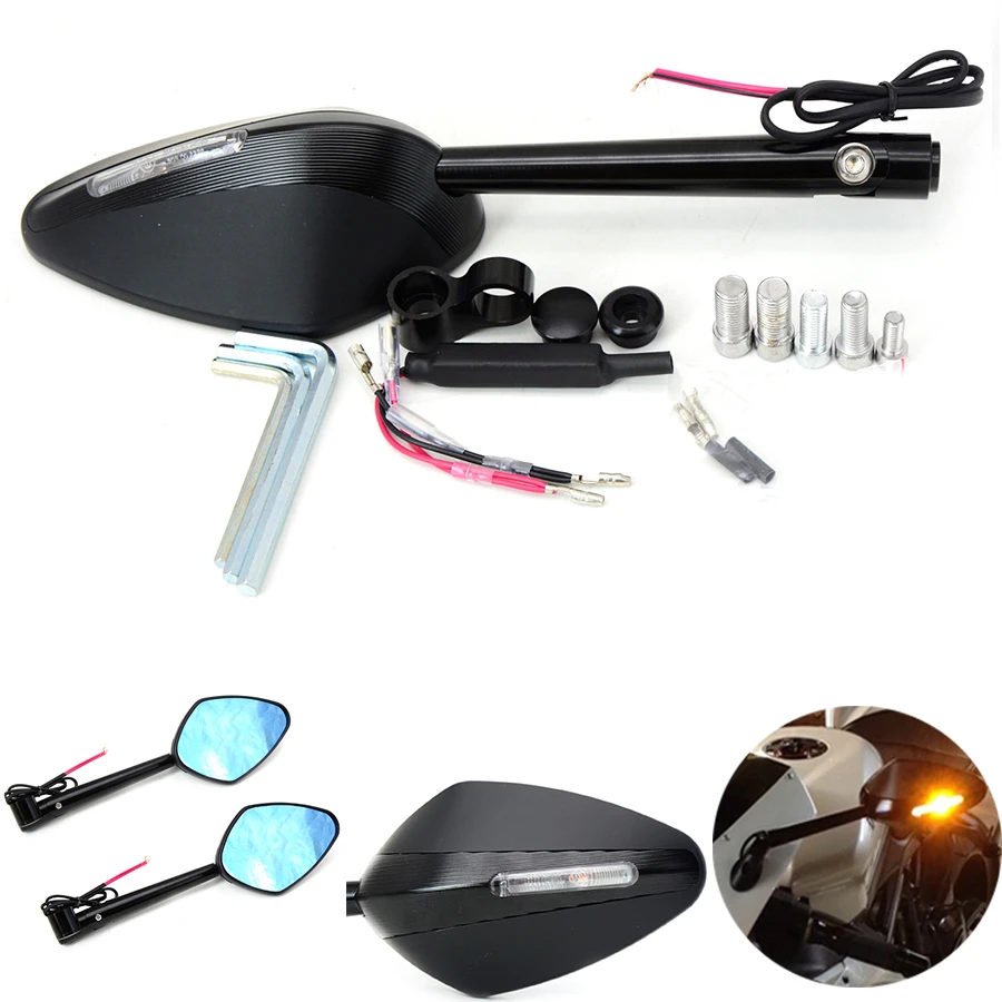 

Motorcycle Integrated Turn Signal Mirrors Side Rearview Mirror Front Back LED Universal For Honda CBR600 F2 F3 F4 F4I VFR800 r1