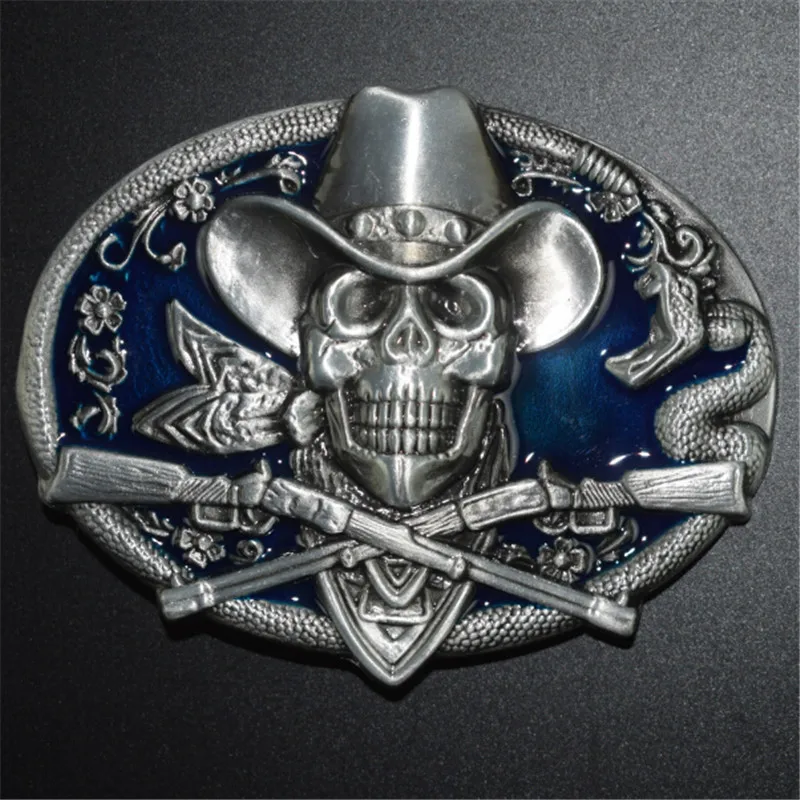 Belt Buckle Metal 108MM Skull Guns Logo Mens Clothes Luxury Brand
