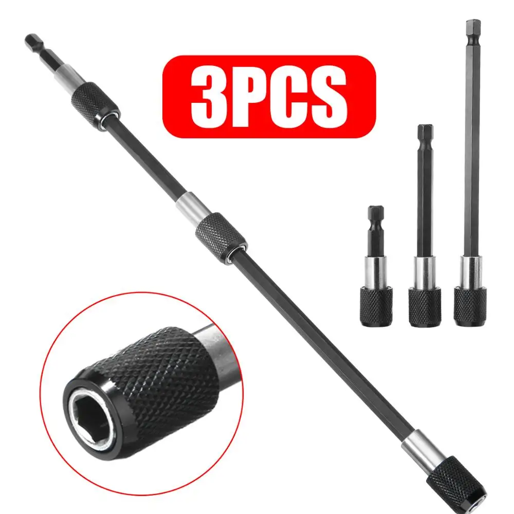 

3pcs Multifunctional Magnetic Extension Bit Set Quick Release 1/4 Hex Shank Tools Drill Bits for Screwdrivers 60/100/150mm
