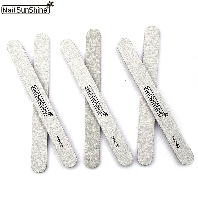 

5pcs/set Nail File Grey 100/180/240 Grits Straight Edge Stick Nail Sunshine Sanding Nail Art Tip Salon Lime a Ongle Professionel