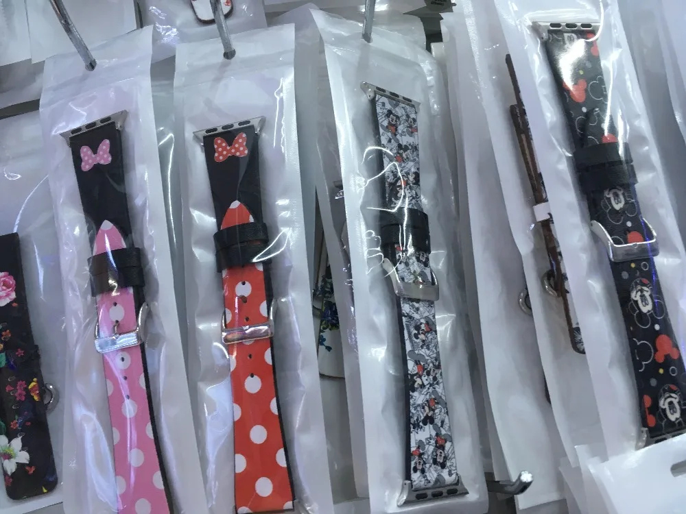 YUKIRIN Dots Minnie Mickey Kitty Cat ремешок из натуральной кожи для Apple Watch Series 4 3 2 1 ремешок для iWatch 38 42 мм 40 44 мм мышь