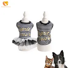 DOGGYZSTYLE одежда для домашних животных; жилет для влюбленных с принтом башни и собаки; летние футболки для собак; юбка в полоску для щенков, чихуахуа, Тедди
