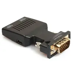 1080 P VGA мужчин и женщин HDMI видео адаптер ж/3,5 мм аудио/Mini USB-черный