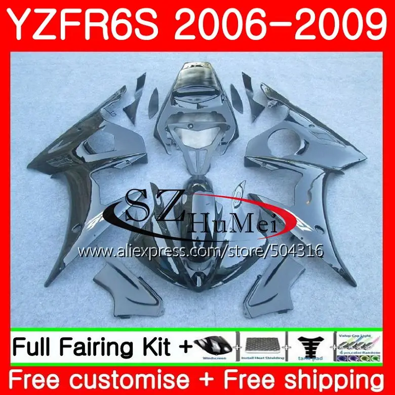 Средства ухода за кожей для YAMAHA YZF R6 S YZF-R6S 06 09 глянцевый черный кузов 61SH11 YZFR6S 06 07 08 09 YZF R6S 2006 2007 2008 2009 обтекатели комплект
