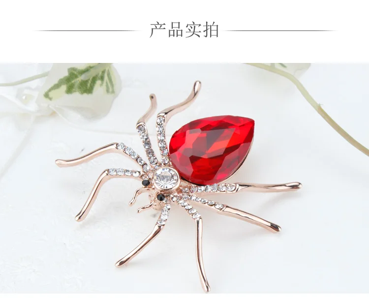 WEIMANJINGDIAN Новое поступление изысканный красный кристалл брошь в виде паука булавки для женщин