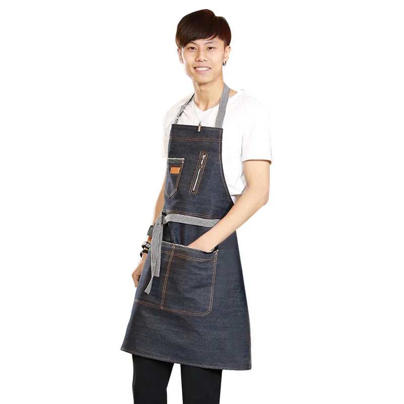 New Denim Working Baking Apron Restaurant Hotel Kitchen Work Uniform