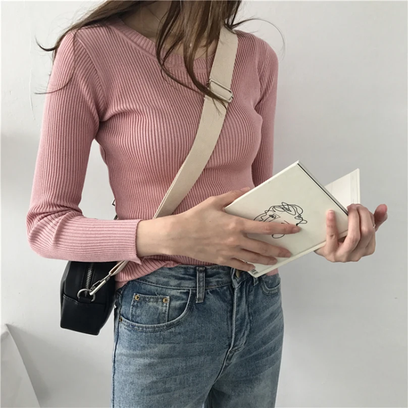 Gkfnmt Korean O Neck Knitted Sweater Female Simple Pullovers Fashion Women Sweaters Pull Jumper Top Sueter Mujer Candy Colors Gkfnmt Korean O Neck Knitted Sweater Female Simple Pullovers Fashion Women Sweaters Pull Jumper Top Sueter Mujer Candy Colors