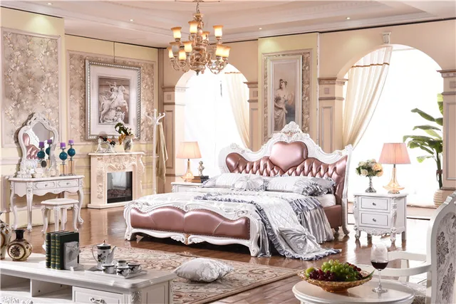 Koninklijke slaapkamer meubels massief houten lederen bed luxe ... Koninklijke slaapkamer meubels massief houten lederen bed luxe ...