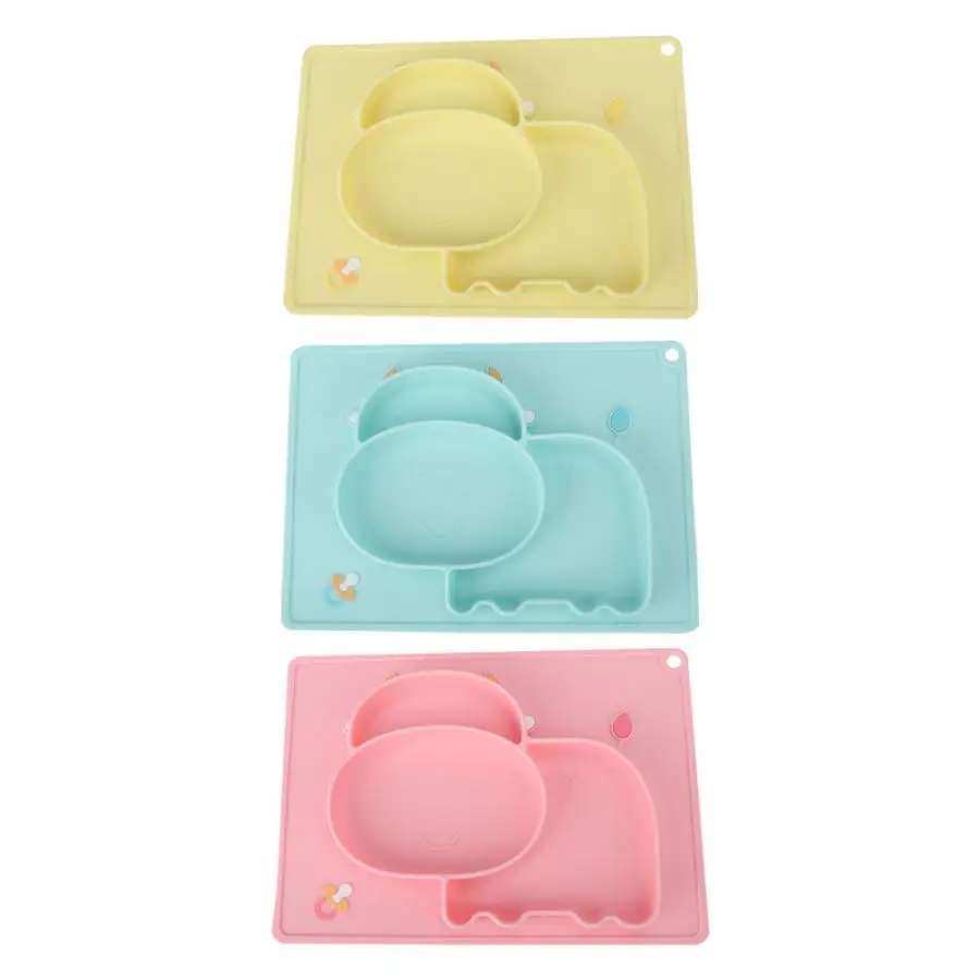 

Silicone Dishes Plate Divided Baby Toddler Plates Anti-fall Food Placemat Suction Cup For Children Feeding Set