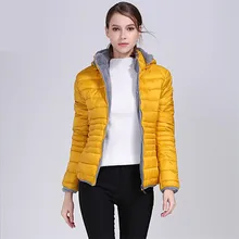 Женское зимнее желтое пальто новая белая куртка-пуховик с меховым воротником Тонкий Зимний пуховик портативный с шапкой пуховик