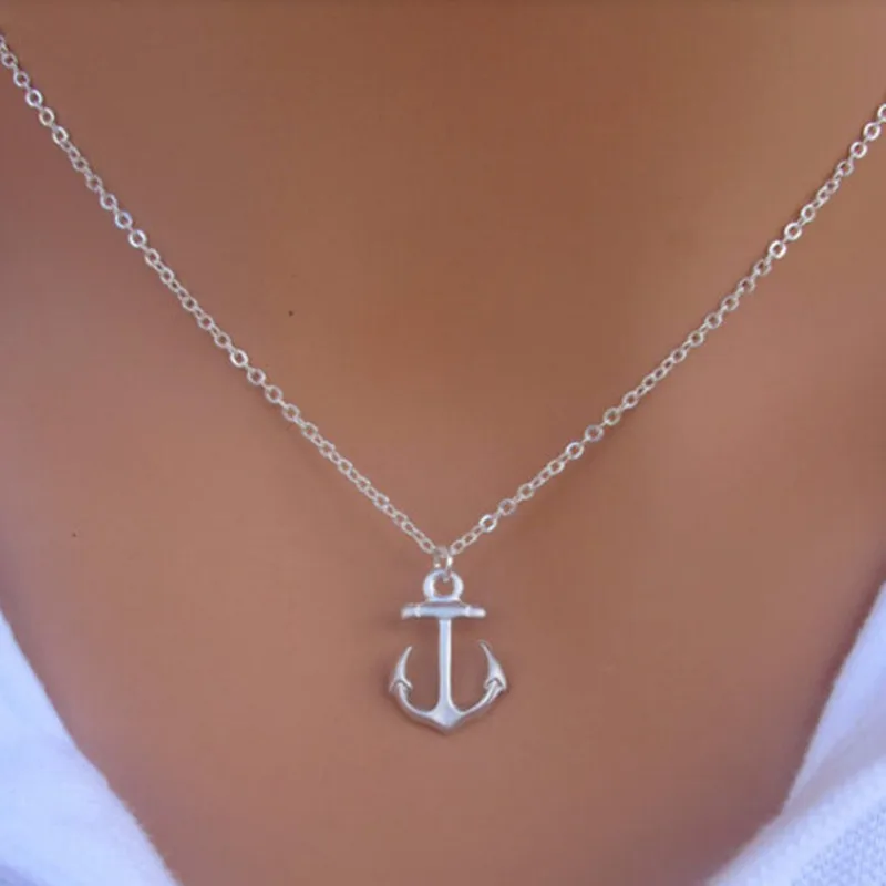 Buy Hot Cute Anchor Silver Necklace Pendant Bib Simple