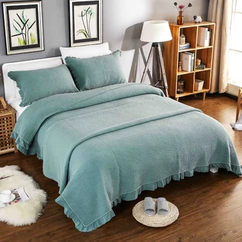 

CHAUSUB Korean Solid Quilt 3pcs Quality Coverlet Set Soft Cotton Quilts Embroidered Quilted Bedspread Bed Cover Sheets Blanket