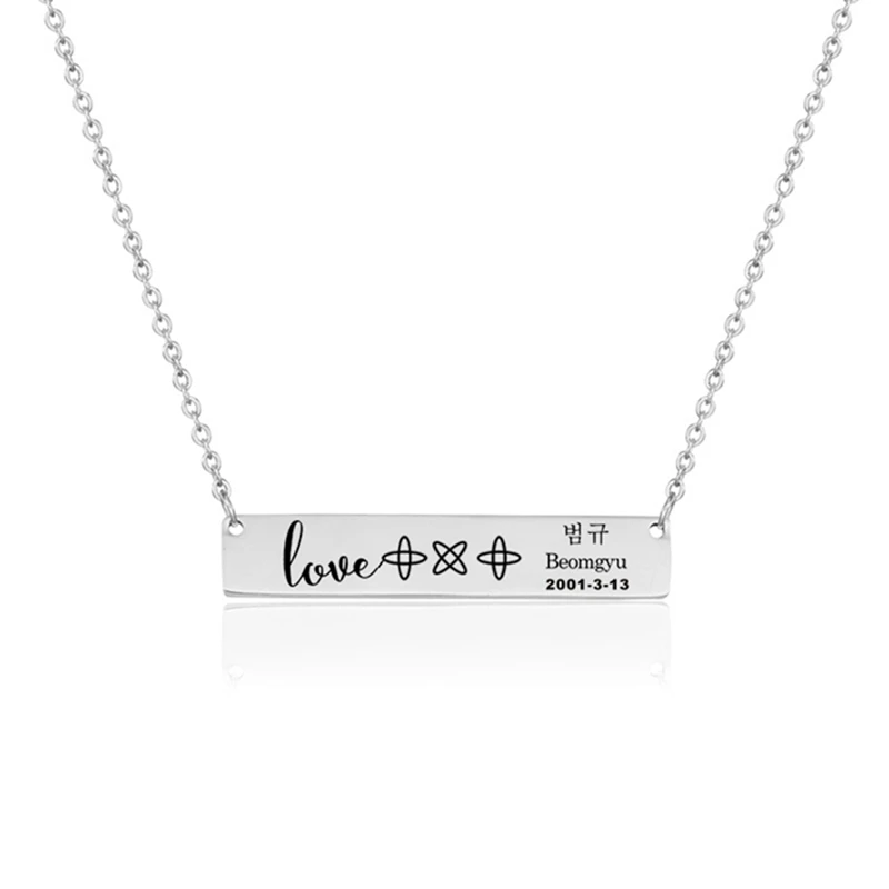 

New Fashion KPOP TXT Stainless Steel Lettering Necklace Fashion Jewelry Women Gift YEONJUN TAEHYUN SOOBIN HUENING KAI BEOMGYU