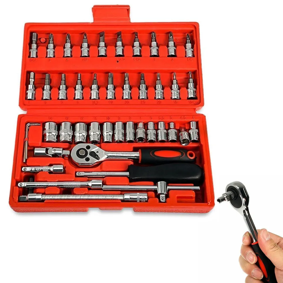 

46 in 1 Car Repair Tool 1/4-Inch Socket Bit Set Ratchet Tool Torque Wrenches Kit Auto Repairing Hand Tool Set Accessories