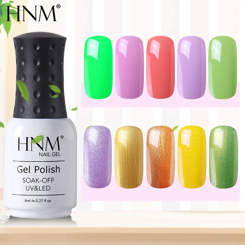 HNM 8 мл чистый цветной гель для ногтей УФ светодиодный Гель лак Гибридный Lucky