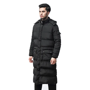 

2017 New Clothing Hooded Jackets Business Long Thick Winter Coat Men Solid Black ArmyGreen Parka Fashion Overcoat Outerwear