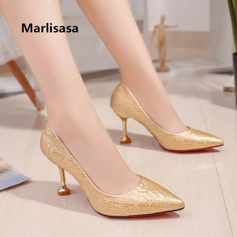 

Marlisasa Women Cute Golden Sexy Party Night Club High Heel Shoes Female Silver Comfortable Pumps Mujer Tacones Altos F3201