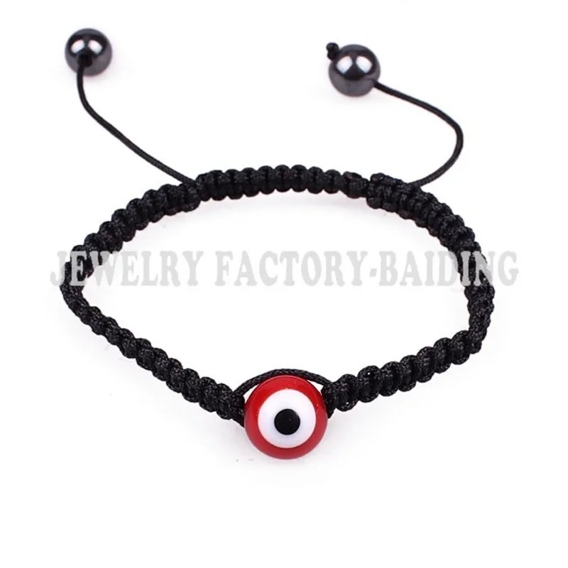 

1pc lucky red evil eye bead black string braided adjustable handmade turkish bracelet