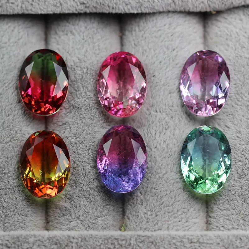 oval shap bi-colored watermelon tourmaline mat beads stone for jewelry making DIY 13X18mm loose stones gorgeous
