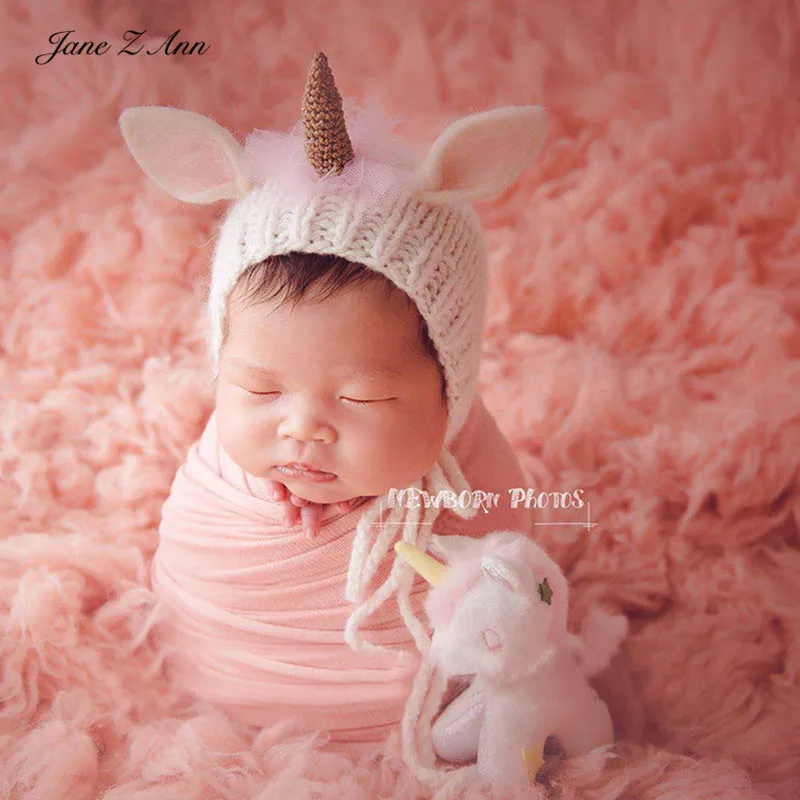 Jane Z Ann NewbornLovely мягкий костюм единорога вязаная шапка ручной работы аксессуары для студийной съемки