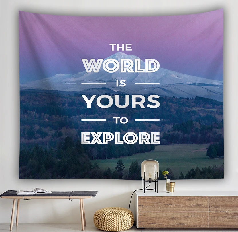 

Slogan art wall Hanging home decor curtain spread covers cloth blanket art tapestry giant poster motto decorative posters cotton