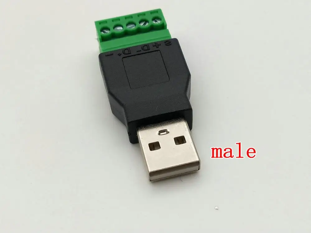 

20pcs USB 2.0 Type A Male to 5 Pin Screw w/ Shield Terminal Plug connector