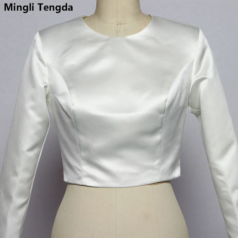 

Mingli Tengda Closed Type Stain Wedding Bolero Wraps Bridal Jacket Cape Long Sleeves Wavy Ruffle Bridal Bolero Women Shawl Chest