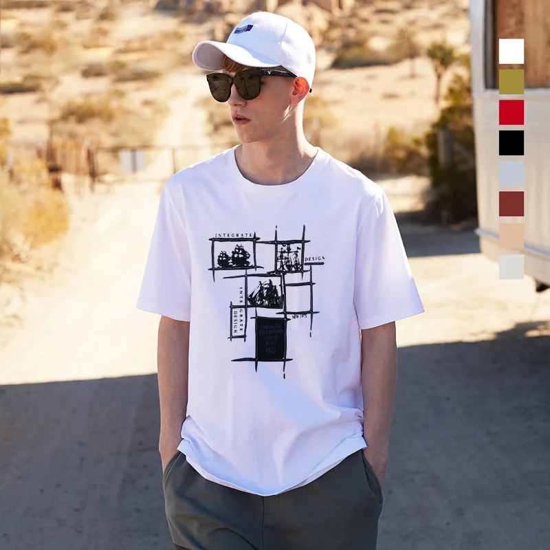

2019 summer new cotton round neck casual solid color men's short-sleeved T-shirt Hip Hop t shirt homme Plus Size 4XL Tee Shirt