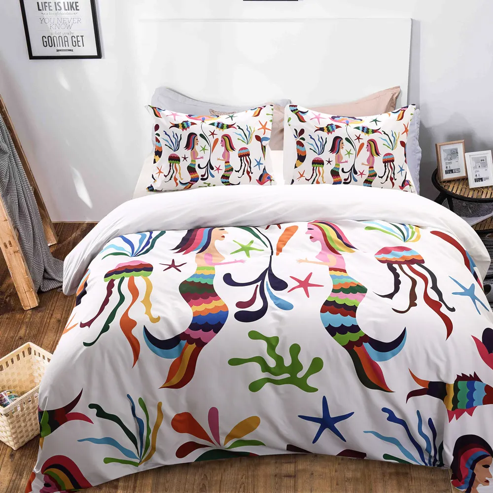 

Mermaid Graphic 2 Or 3 Pieces Bedding Set Home Textile Duvet Cover Pillow Case Microfiber Soft Durable Machine Washable