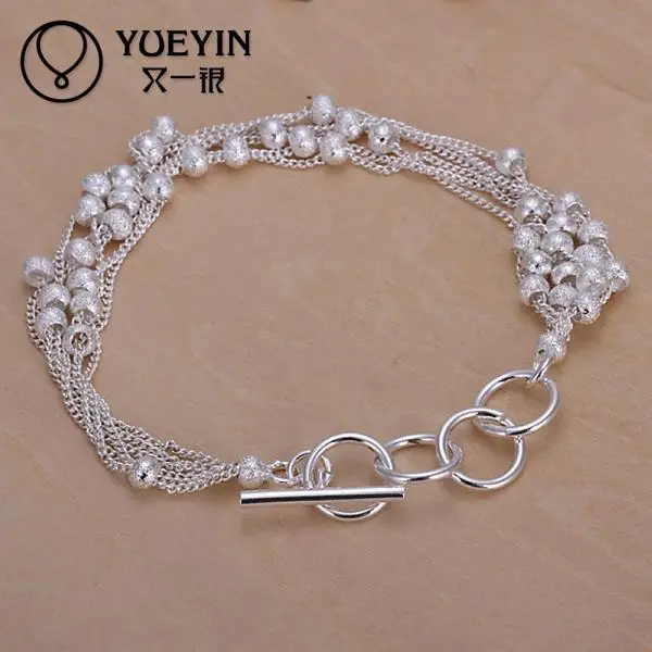 

Six line of spherical Beads Bracelet for women Silver plated Chain Bracelet Fashion Jewelry for gift