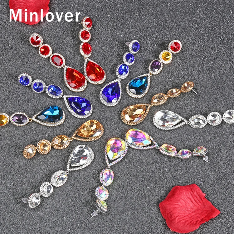 Классические длинные висячие серьги Minlover с кристаллами AB для женщин блестящие в