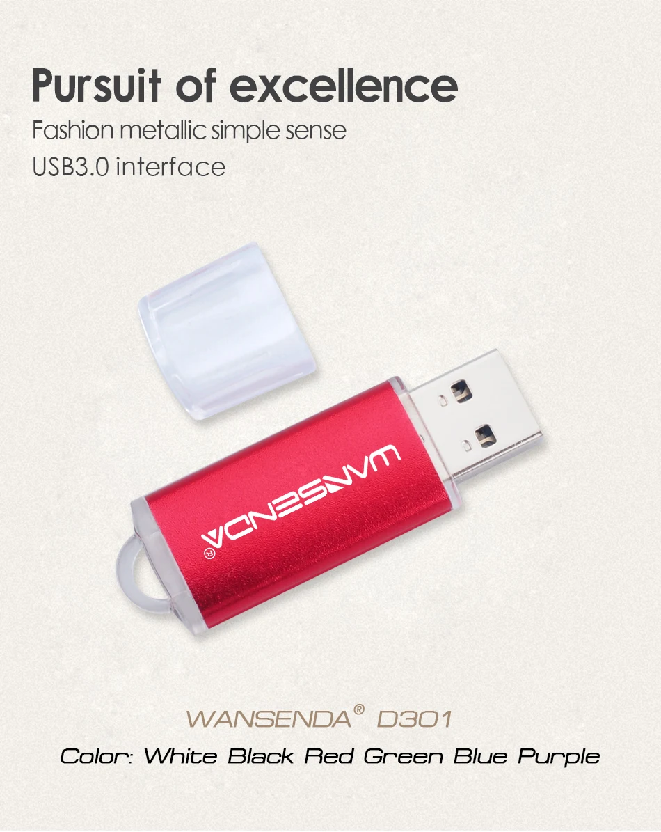 Новинка WANSENDA, Usb 3,0, Usb флеш-накопитель, металлическая ручка, 256 ГБ, 128 ГБ, 64 ГБ, 32 ГБ, 16 ГБ, 8 ГБ, флешка, USB 3,0, карта памяти, флэш-диск