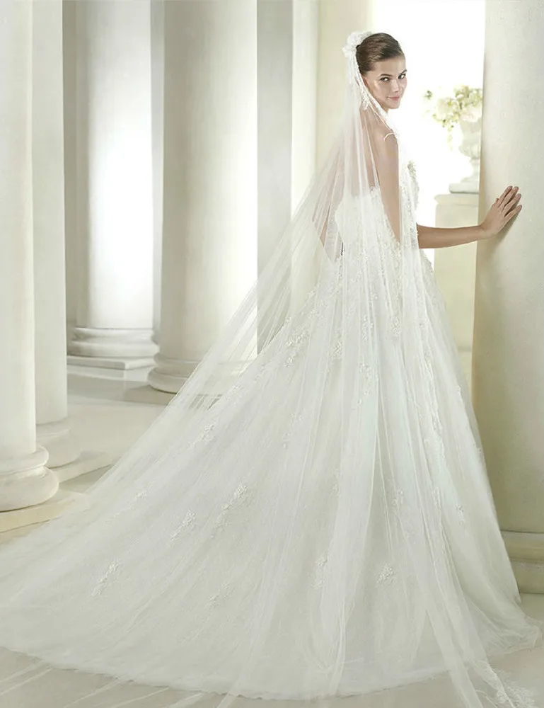 Свадебная фата недорогая длинная Фата с расческой двухслойная 3 метра свадебные