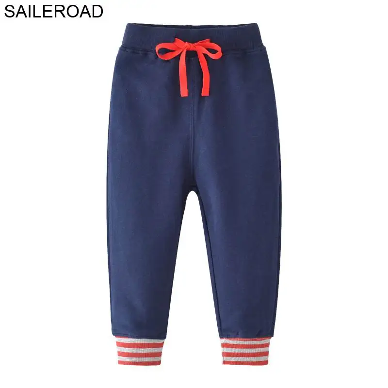 SAILEROAD Solid Boy Длинные брюки для детей Спортивные штаны Осень Дети Спортивные брюки Хлопок Девочки Карманы для детской одеж - Цвет: 7030 navy blue