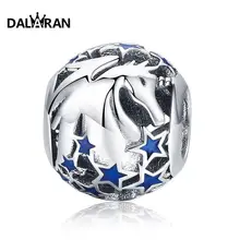 DALARAN Единорог Серебряный талисманы серебряные бусины 925 пробы синяя звезда подходит DIY браслет ожерелье для женщин ювелирные изделия изготовление подарок для влюбленных