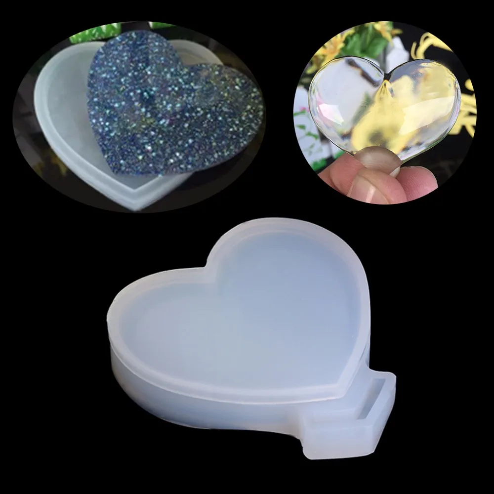 

Heart Silicone Mold 6.5x6cm Transparent Silicone Pendant Resin Loving Heart Mould DIY Jewelry Making Tool Fondant Cake