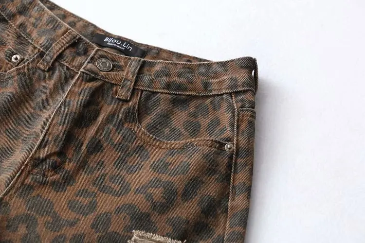 women leopard ripped short jeans high waisted fringe holes coffee denim shorts ladies summer vintage sexy mini korte broek dame women leopard ripped short jeans high waisted fringe holes coffee denim shorts ladies summer vintage sexy mini korte broek dame